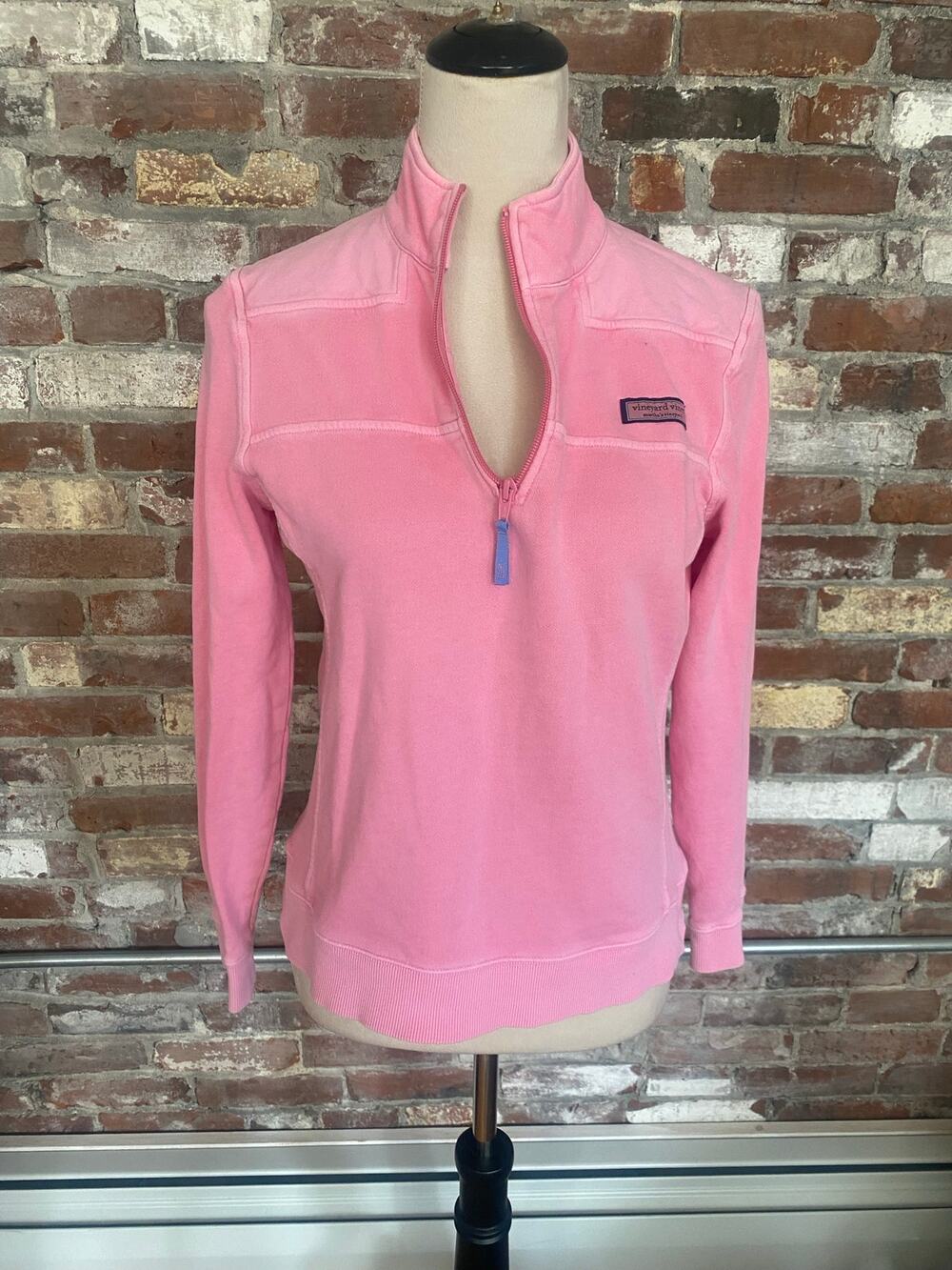 Vineyard Vines Women's Pink Shep Shirt Quarter-Zip Pullover Sweater (Size XS)